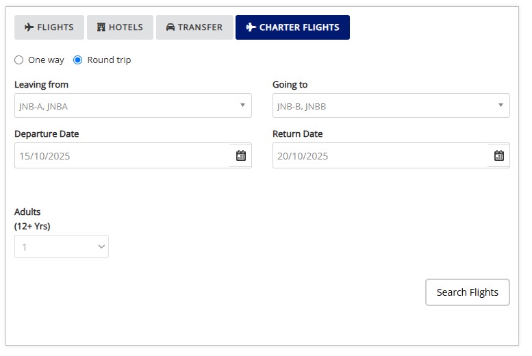 Charter Booking Form