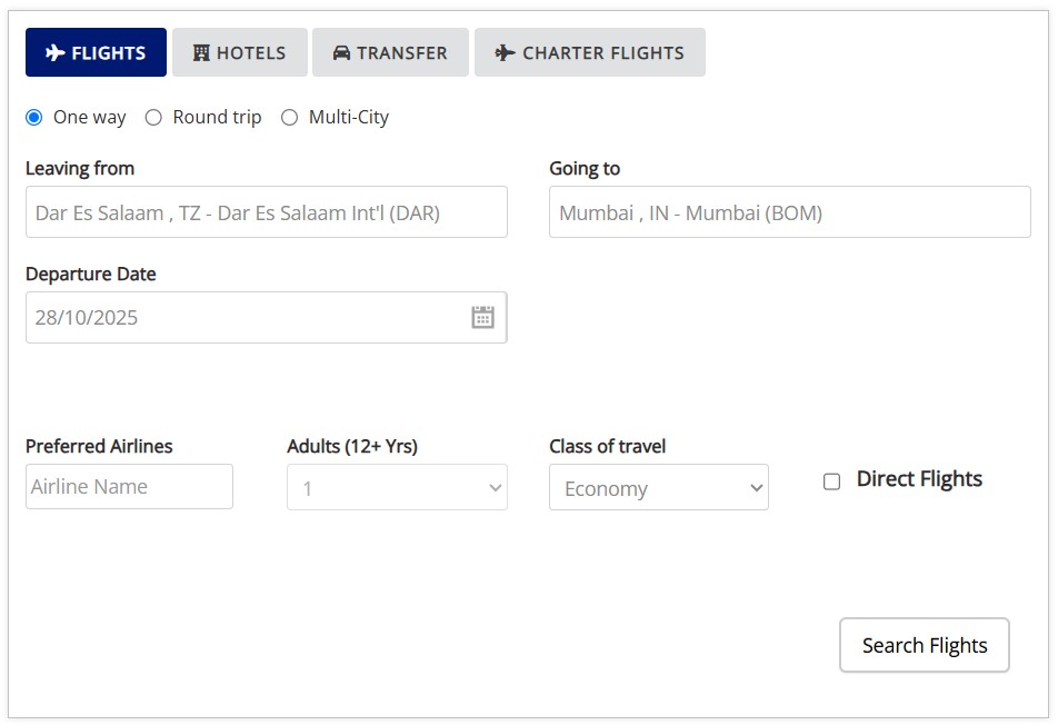 Flight Search Form